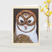 Barn Owl met pretzel-maskerkaart Kaart (Gele Bloem)