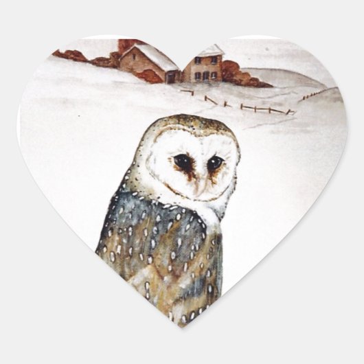 Barn Owl op jacht Hart Sticker (Voorkant)