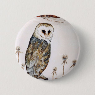 Barn Owl op jacht Ronde Button 5,7 Cm