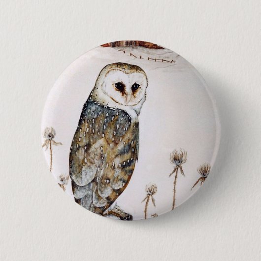 Barn Owl op jacht Ronde Button 5,7 Cm (Voorkant)