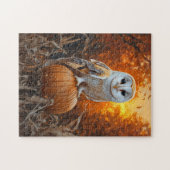 Barn Owl op Pumpkin Autumn Legpuzzel (Horizontaal)