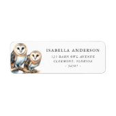 Barn Owl Pair Retour Adres Label (Voorkant)