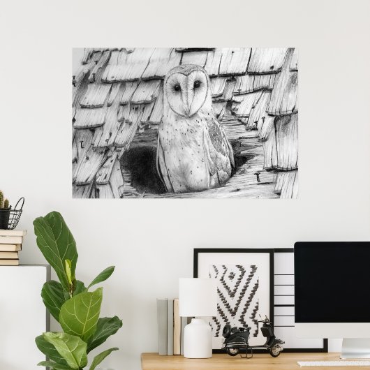 Barn Owl Poster (Thuiskantoor)
