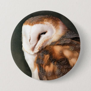 BARN OWL RONDE BUTTON 7,6 CM