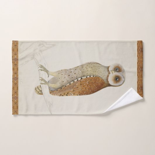Barn owl rustic  natuur illustratie bad handdoek (Handdoek)