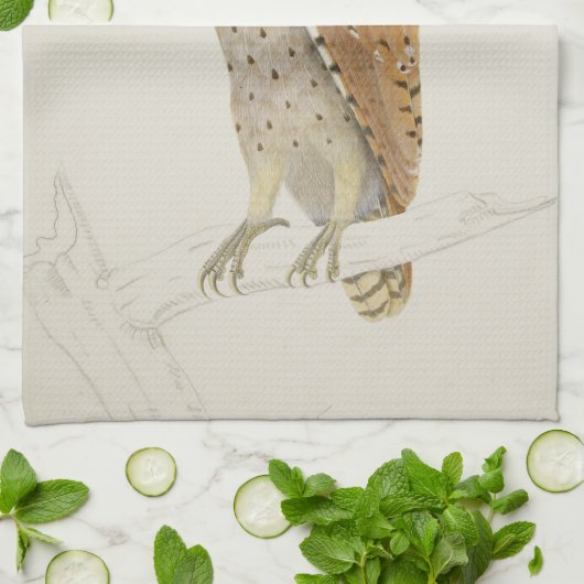 Barn owl rustic  natuur illustratie theedoek (Gevouwen)