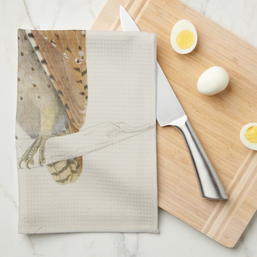 Barn owl rustic  natuur illustratie theedoek (Quarter Fold)