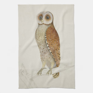 Barn owl rustic natuur illustratie theedoek