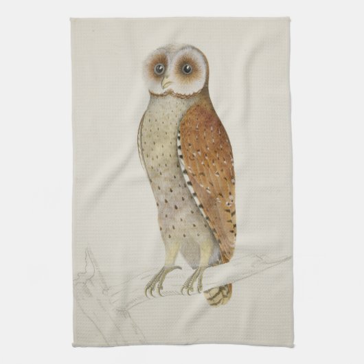 Barn owl rustic  natuur illustratie theedoek (Verticaal)