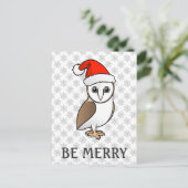 Barn Owl Santa Feestdagenkaart (Staand voorkant)