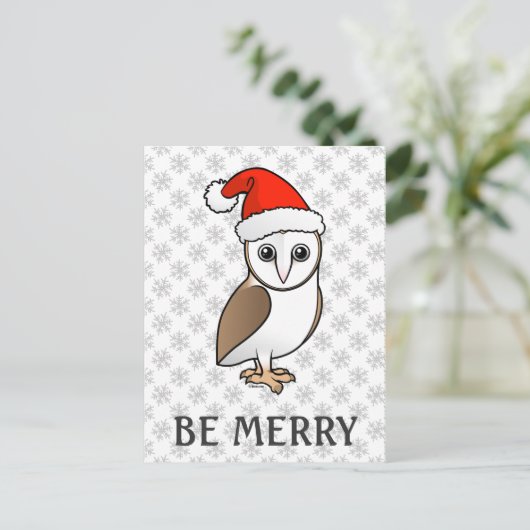 Barn Owl Santa Feestdagenkaart (Staand voorkant)