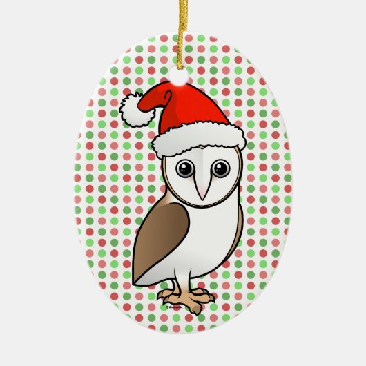Barn Owl Santa Keramisch Ornament (Voorkant)