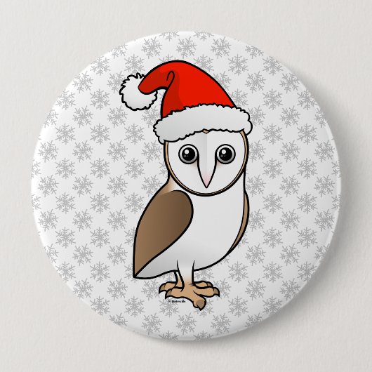Barn Owl Santa Ronde Button 4,0 Cm (Voorkant)