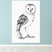 Barn Owl - Tekening in zwarte pen Canvas Afdruk (Insitu (Houten vloer))