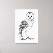 Barn Owl - Tekening in zwarte pen Canvas Afdruk (Voorkant)