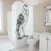 Barn Owl - Tekening in zwarte pen Douchegordijn (In situ)