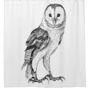 Barn Owl - Tekening in zwarte pen Douchegordijn