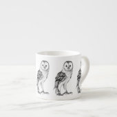 Barn Owl - Tekening in zwarte pen Espresso Kop (Voorkant rechts)
