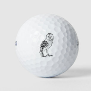 Barn Owl - Tekening in zwarte pen Golfballen