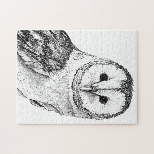 Barn Owl - Tekening in zwarte pen Legpuzzel (Horizontaal)