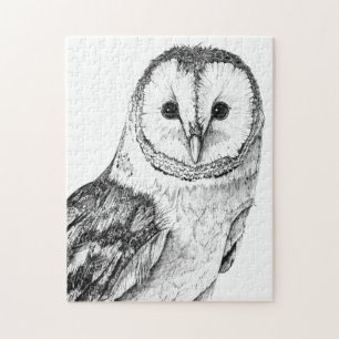 Barn Owl - Tekening in zwarte pen Legpuzzel