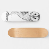 Barn Owl - Tekening in zwarte pen Persoonlijk Skateboard (Horizontaal)
