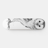 Barn Owl - Tekening in zwarte pen Persoonlijk Skateboard (Horizontaal)