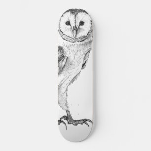 Barn Owl - Tekening in zwarte pen Persoonlijk Skateboard