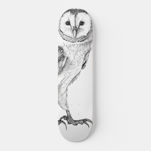 Barn Owl - Tekening in zwarte pen Persoonlijk Skateboard (Voorkant)