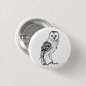 Barn Owl - Tekening in zwarte pen Ronde Button 3,2 Cm (Voorkant /achterkant)