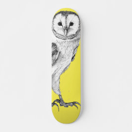 Barn Owl - Tekening in zwarte pen Skateboard