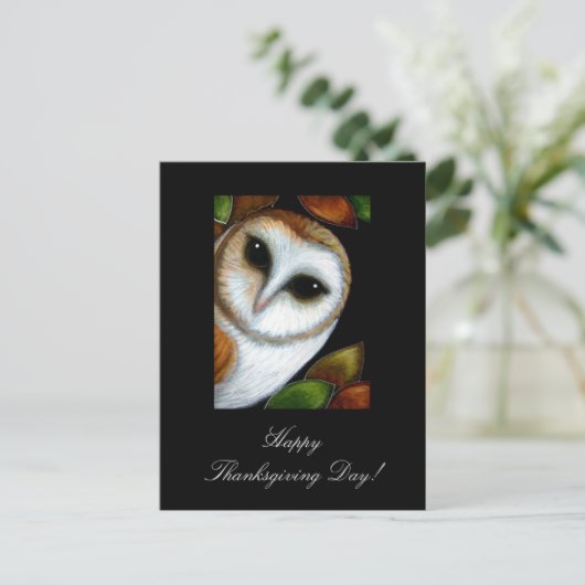 Barn Owl Thanksgiving Briefkaart (Staand voorkant)