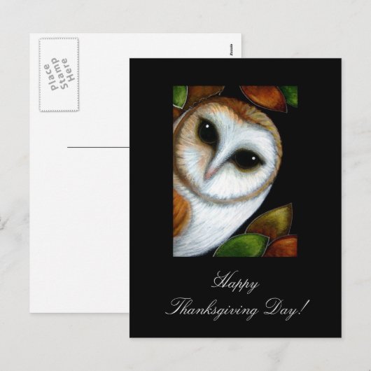 Barn Owl Thanksgiving Briefkaart (Voorkant / Achterkant)