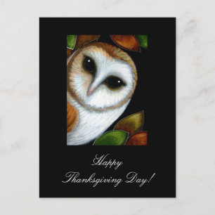 Barn Owl Thanksgiving Briefkaart