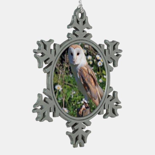 Barn Owl Tin Sneeuwvlok Ornament (Links)