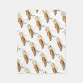 Barn Owl waterverf Fleece Deken (Voorkant)