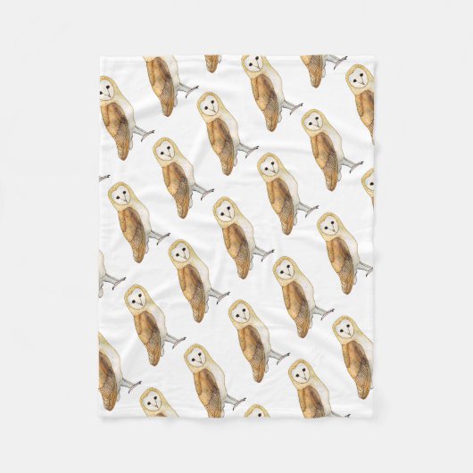 Barn Owl waterverf Fleece Deken (Voorkant)
