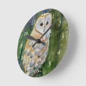 Barn owl waterverf ronde klok (Hoek)