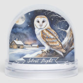 Barn Owl Waterverf Silent Night Snow Wereldbol Sneeuwbol (Voorkant)