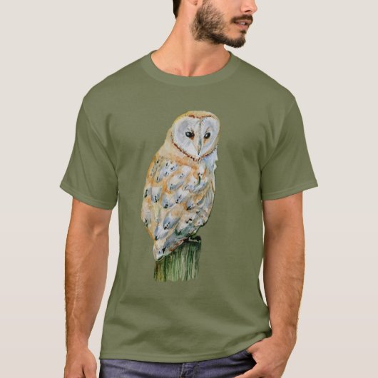 Barn owl waterverf t-shirt (Voorkant)