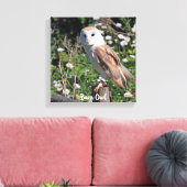 Barn Owl White Face Stretted Canvas Print (Insitu (Woonkamer))