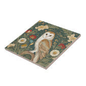 Barn Owl William Morris stijl Links tegenover Bloe Tegeltje (Zijkant)
