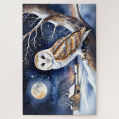 Barn Owl Winter Snow Scene Kerstseizoen Natuur Legpuzzel (Verticaal)