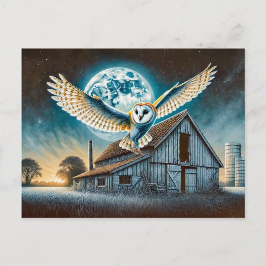 Barn Owl with Mouse beroemd gemaakt door Old Barn Feestdagenkaart (Voorkant)