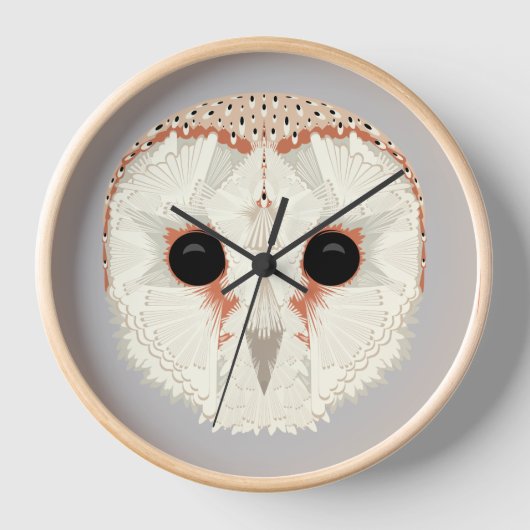Barn Owl Wood Framed Clock (Voorkant)