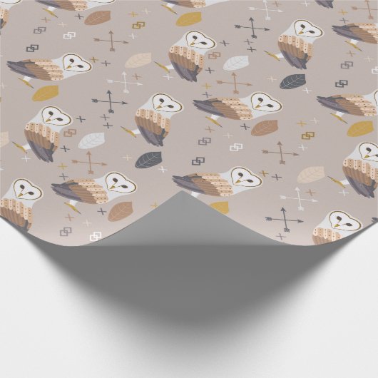 Barn Owls Arrows en Feathers Cadeaupapier (Hoek)