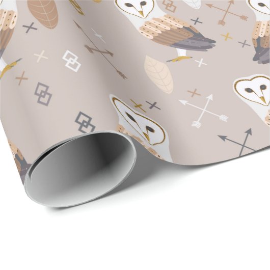 Barn Owls Arrows en Feathers Cadeaupapier (Rol Hoek)