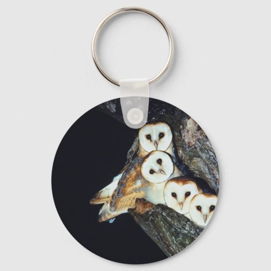 Barn Owls in a Tree Sleutelhanger (Voorkant)