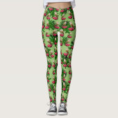 Barn Owls, Leaves and Roze Lotus Flowers Leggings (Voorkant)