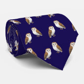 Barn Owls Navy Blue Patterned Wildlife Thema Stropdas (Opgerold)